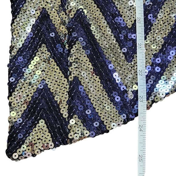 Jessica Simpson sequin chevron blazer blue and silver size L - Picture 10 of 11